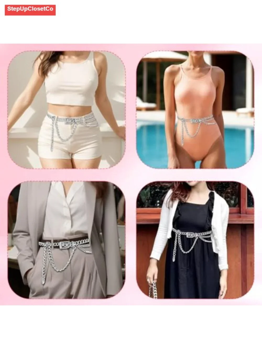 Adjustable Multilayer Metal Waist Chain Belt for Women